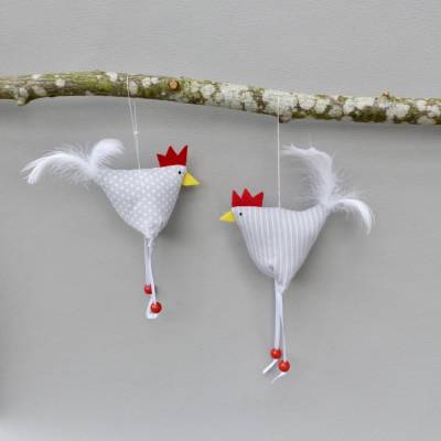 Hühner, Osterdeko, 2 St. Stoffhühner
