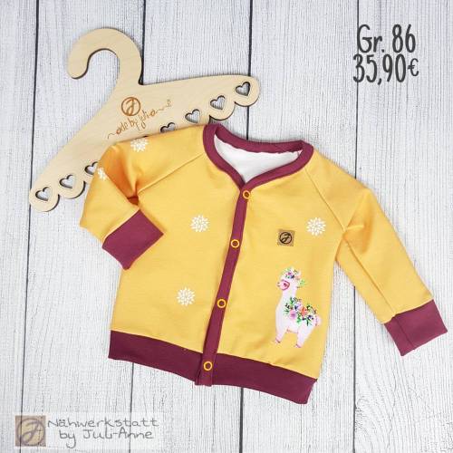 Mädchen Baby Cardigan Blumen - Lama Sonnengelb Gr. 86