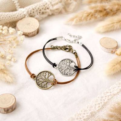Lederarmband Lebensbaum – Verstellbares Armband mit Symbol, Geschenkidee & viele Farben