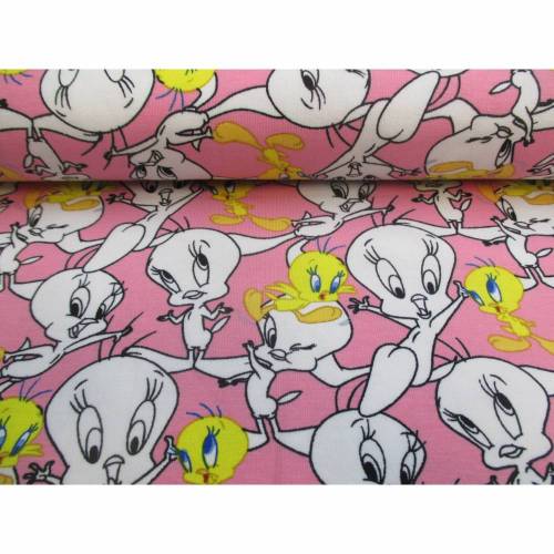 Jersey Baumwolljersey Tweety   Looney Tunes rosa Oeko-Tex Standard 100 (1m/17,50€)