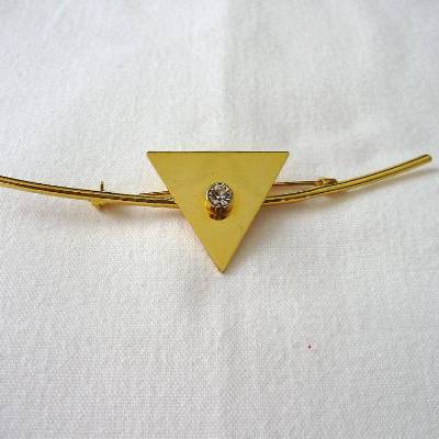 Vintage Brosche Stabbrosche Dreieck mit Strass aus den 70er Jahren