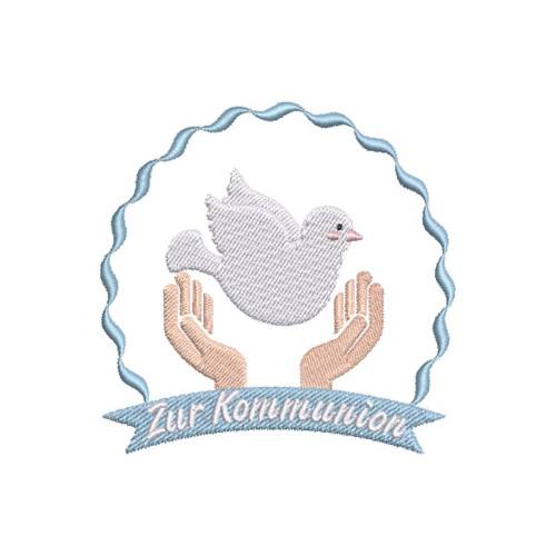 Stickdatei Zur Kommunion Religion Taube 10x10 Rahmen