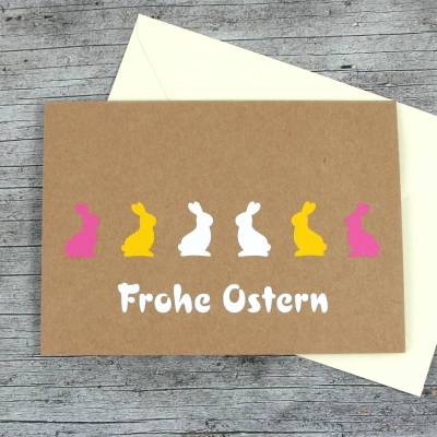 Klappkarte **Hasen** von ZWEIFARBIG Kraftpapier Grußkarte Ostern Ostergrüße Kraftpapierkarte Osterkarte Osterwünsche Frohe Ostern
