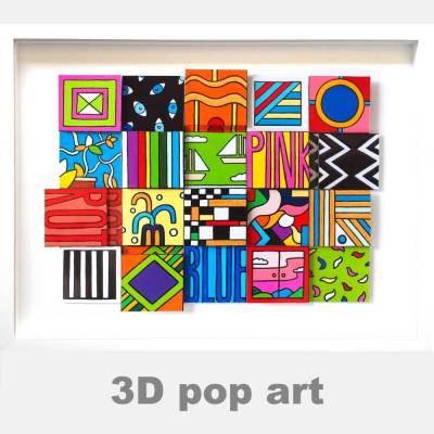 3D popart bild konstruktion abstrakt geometrisch kunst personalisierbar geschenk fineart limitiert mixed media