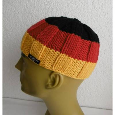 Deutschland Fanmütze Männerkappe Beanie im DJ Ötzi Stil - Schwarz/Rot/Gold