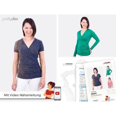 Papierschnittmuster Jessy Wickelshirt by pattydoo  Gr 32- 54 (1 Stück/11,- €)