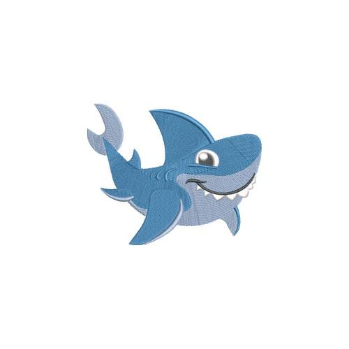 Stickdatei Hai Maschinenstickerei 13x18 cm Meerestier Fisch Meeresbewohner Cartoon Kinderhandtuch