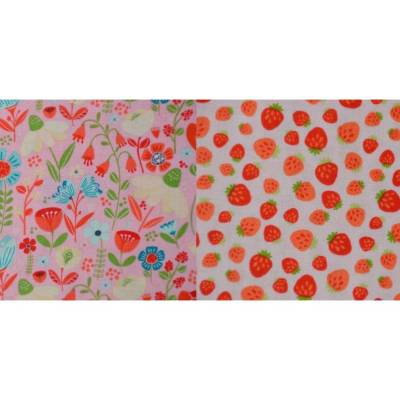Baumwollstoff Enchanted Forest by CAMELOT Erdbeeren Blumen 50 x 112 cm Patchwork