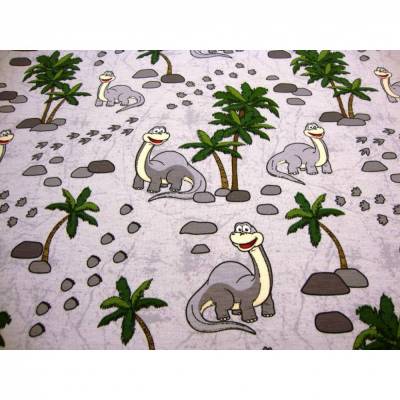 Jersey Dinosaurier Dinos kleine Welt grau – Öko-Tex Kinderstoff für Jungen & Mädchen, Meterware