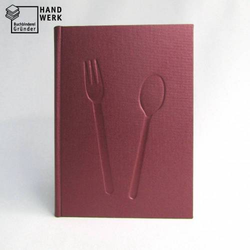 Rezeptbuch, metallic mangan dunkelrot, DIN A5, 200 Seiten, Kochbuch