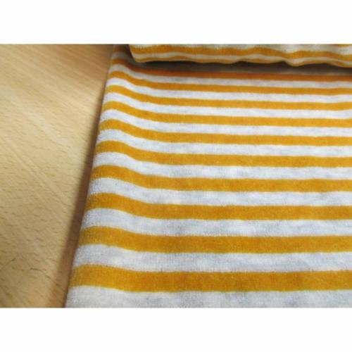 Nicki Baumwolle Streifen 5mm ockergelb -  grau Oeko-Tex Standard 100   (1m/12,-€)