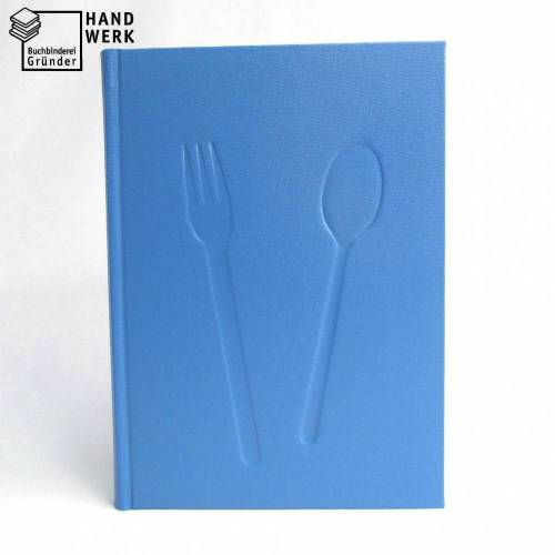 Rezeptbuch, laguneblau, hell-blau, DIN A5, 200 Seiten, Kochbuch, Hardcover