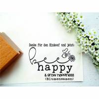 Stempel "Vielen Dank für den Einkauf" für Saatguttüten, Kundendank, Bienen, Blumensamen