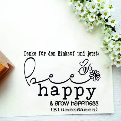 Stempel "Vielen Dank für den Einkauf" für Saatguttüten, Kundendank, Bienen, Blumensamen