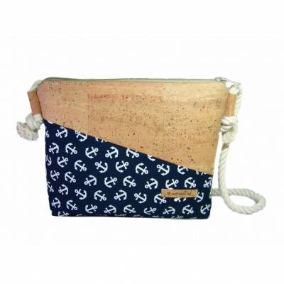 Handmade Korktasche mit Anker Stoff nachhaltig vegan und fair
