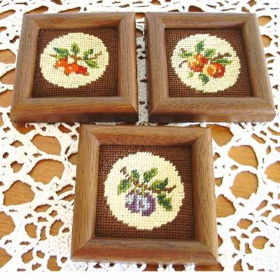 Vintage 3er Set Stickbilder Obstmotive aus den 70er Jahren