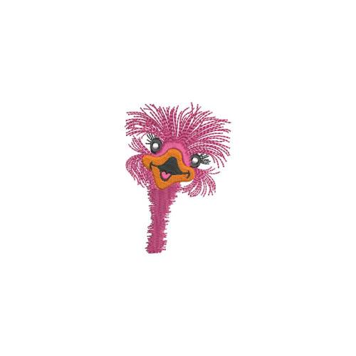 Stickdatei Strauss 2 süß Maschinenstickerei Laufvogel Cartoon Strauß Vogel 10x10 cm