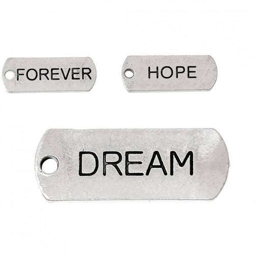 30 Anhänger , Prägung, dream, hope, forever, silber, charm, charms