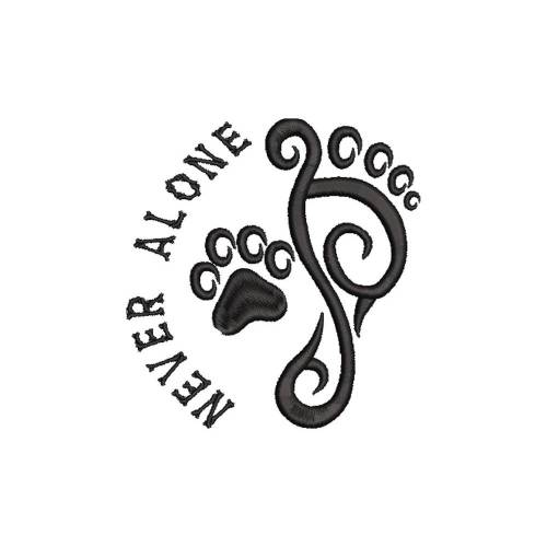 Stickdatei Never Alone  Maschinenstickerei Tiere Hunde Pfoten  10x10 13x18 Rahmen