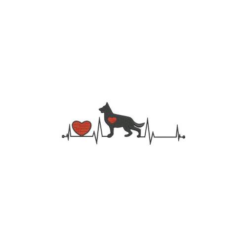 Stickdatei Mein Herz schlägt für Schäferhunde Maschinenstickerei Tiere  Krallen Pfote 13x18 Rahmen Fellnase Hund Herzschlag Pulse