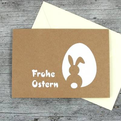 Klappkarte **Hase+Ei** von ZWEIFARBIG Kraftpapier Grußkarte Frohe Ostern Ostergrüße Osterkarte
