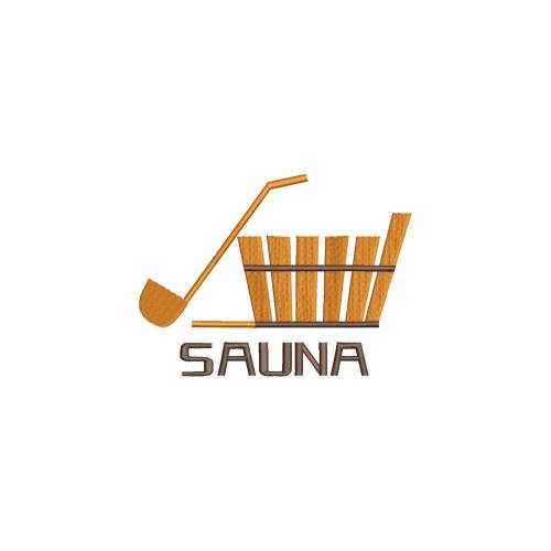 Stickdatei Sauna 13x18 Rahmen Saunahandtuch Saunatuch Maschinenstickerei Bottich