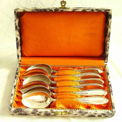 Vintage 6 silberne Kaffeelöffel von WMF aus den 50er Jahren