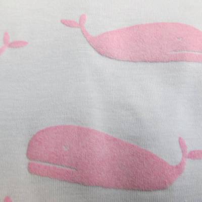 Jersey  Wal Wale Fisch Puffdruck auf Grau (1m/7,-€)
