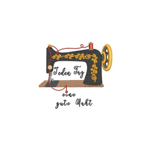 Stickdatei  Jeden Tag eine gute Naht 10x10, Rahmen Maschinenstickerei Text Spruch