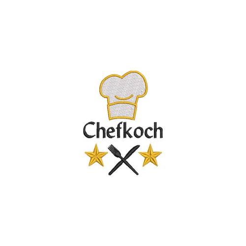 Stickdatei Chefkoch 10x10 Rahmen Koch Kochmütze Köchin Sterne Besteck