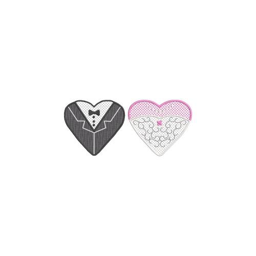 Stickdatei Hochzeitspaar Braut Bräutigam Maschinenstickdatei Kissenmuster 13x18 Rahmen