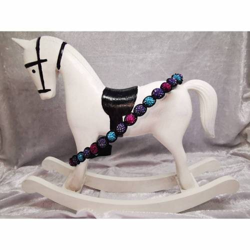 Stirnriemen - Shamballa (auf Draht) "Fuchsia-Lila-Aqua"