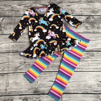Süße Baby Kombi Gr.80 – Einhorn & Regenbogen Kleid mit Leggings für Mädchen