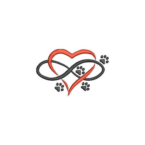 Stickdatei Pfoten Herz Katzen Hunde Maschinenstickerei Tiere  Krallen Pfote 10x10 cm