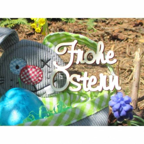 "Frohe Ostern" Holz-Schriftzug klein für Blumentopf