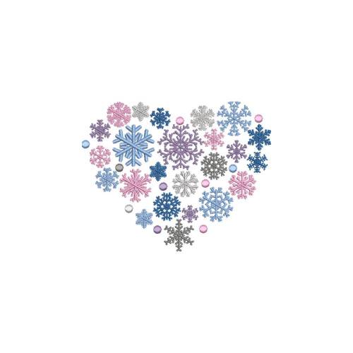 Stickdatei Herz Schneeflocken 2 Größen 10x10 und 13x18 cm Rahmen Eiskristall Eis Schnee Schneeflocken Herz Winter