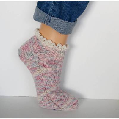 Sneaker-Socken, Damen-Sneaker Socken, Wunschgröße, Baumwollsocken mit Wolle, Sommersocken, Knöchelsocken, kurze Socken handgestrickt