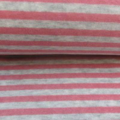 Nicki Baumwolle Streifen 5mm altrosa - hellgrau Oeko-Tex Standard 100   (1m/14,-€)