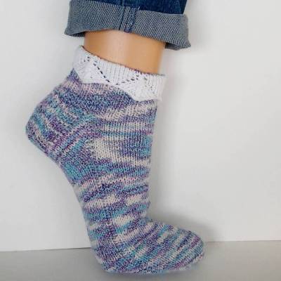 Sneaker-Socken, Spitzen-Sneaker Socken, Wunschgröße, vegane Knöchelsocken, Sommersocken, Knöchelsocken, kurze Socken handgestrickt, Sneakersocken