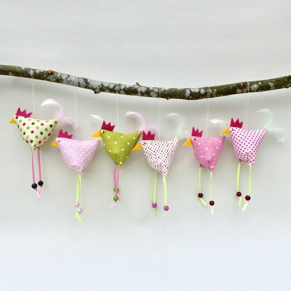 Hühner, Osterdeko, 6 St. Stoffhühner Bild 1