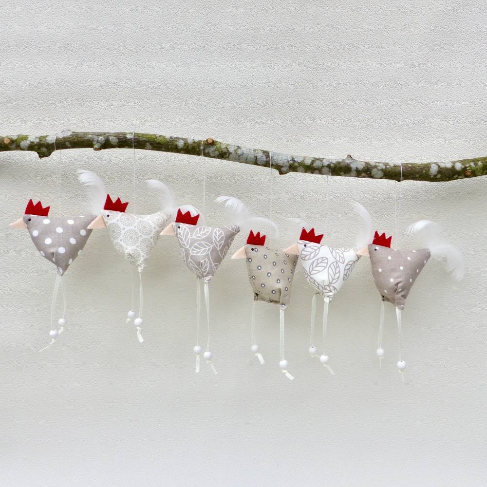 Hühner, Osterdeko, 6 St. Stoffhühner Bild 1