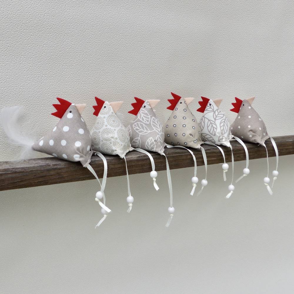 Hühner, Osterdeko, 6 St. Stoffhühner Bild 2