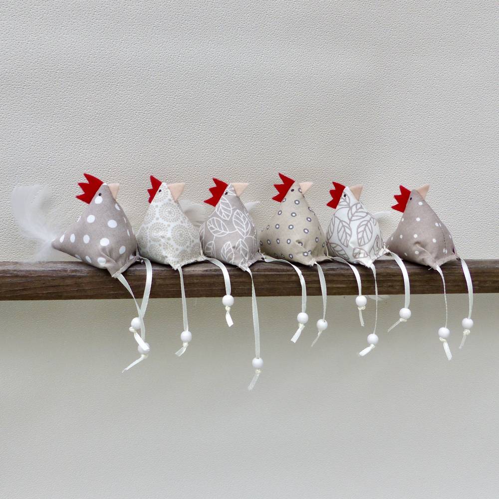 Hühner, Osterdeko, 6 St. Stoffhühner Bild 7