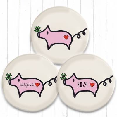 Glücksschweinchen Button Größe nach Wahl