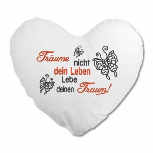 Stickdatei Lebe Deinen Traum 13x18 Rahmen  Maschinenstickerei Text Spruch
