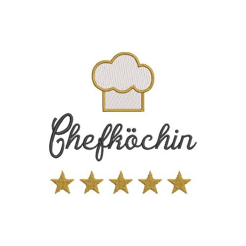 Stickdatei Chefköchin 5 Sterne 13x18 Rahmen