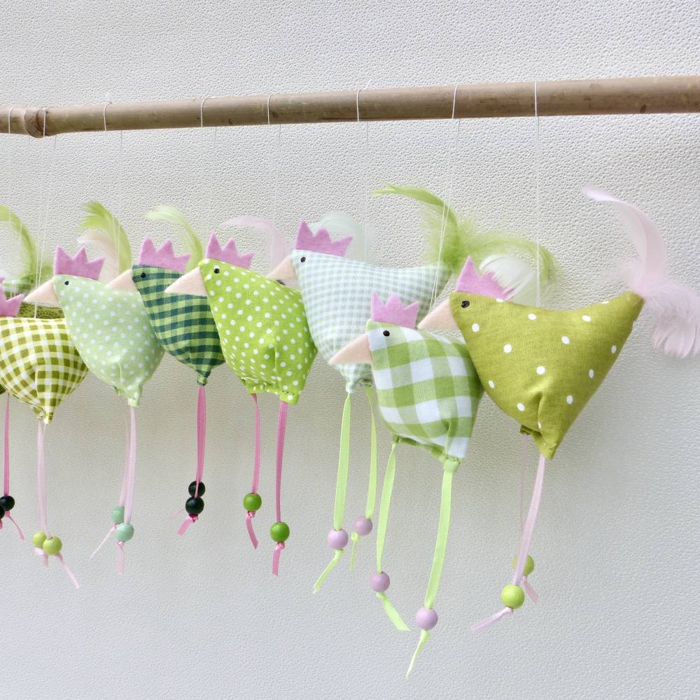 Hühner, Osterdeko, 13 St. Stoffhühner (10 kleine Hühner plus 3 Küken) Reserviert für Kirlagreen Bild 2