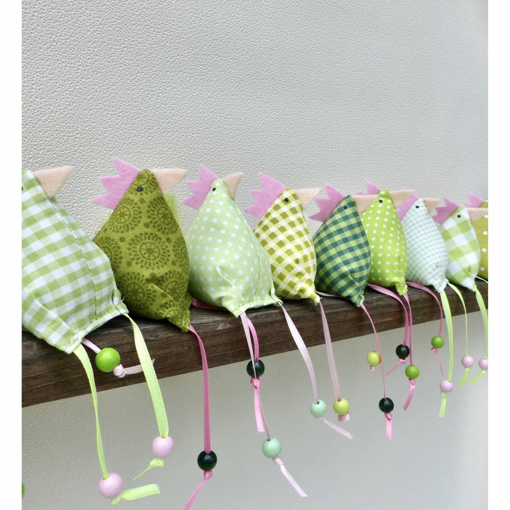 Hühner, Osterdeko, 13 St. Stoffhühner (10 kleine Hühner plus 3 Küken) Reserviert für Kirlagreen Bild 5