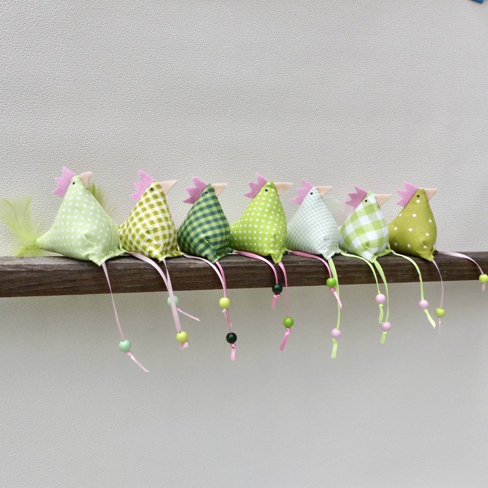 Hühner, Osterdeko, 13 St. Stoffhühner (10 kleine Hühner plus 3 Küken) Reserviert für Kirlagreen Bild 6