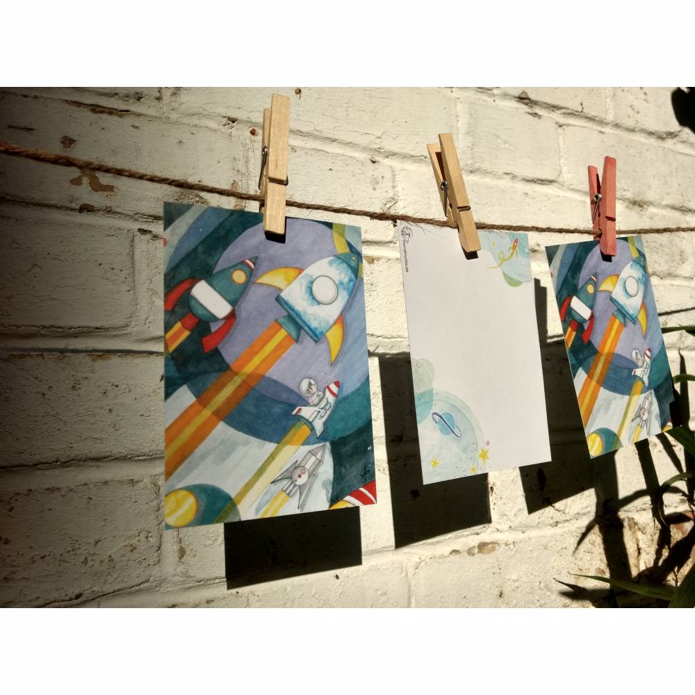 Postkarte Raketen und Astronaut Bild 2